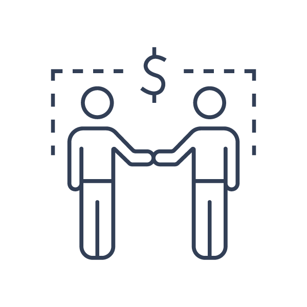 Graphic of two people connecting to increase profit signifying all areas benefit at Triad Executive Advisors