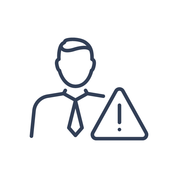 Graphic of a man and a caution sign signifying leadership assessment with Triad Executive Advisors
